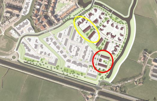 Kaart met locaties projectmatige bouw Fase 1B