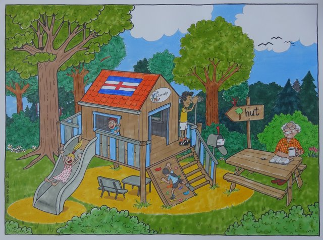 Afbeelding ontwerp speelhut Van Stolkspark